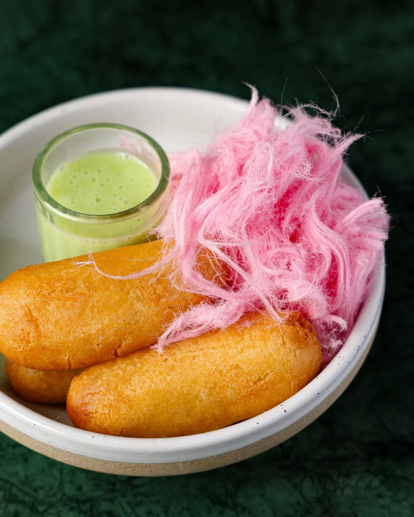 Banana fritter with fairy floss