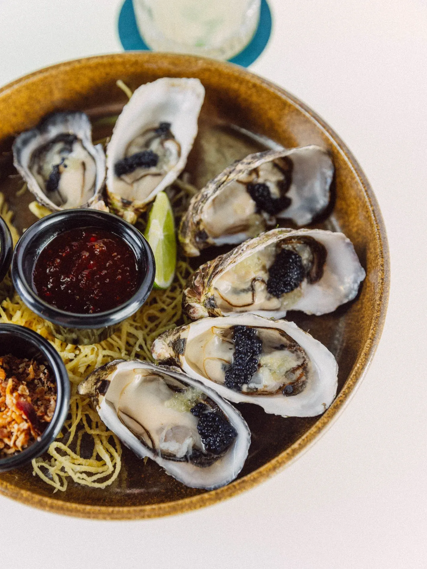 Oysters with caviar