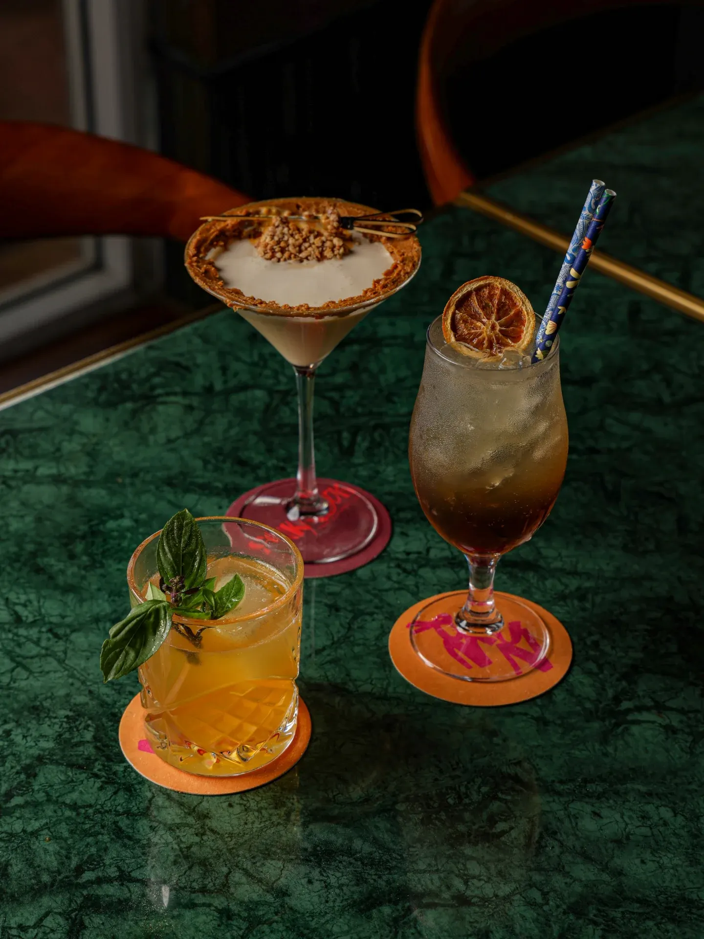 Two cocktails on marble